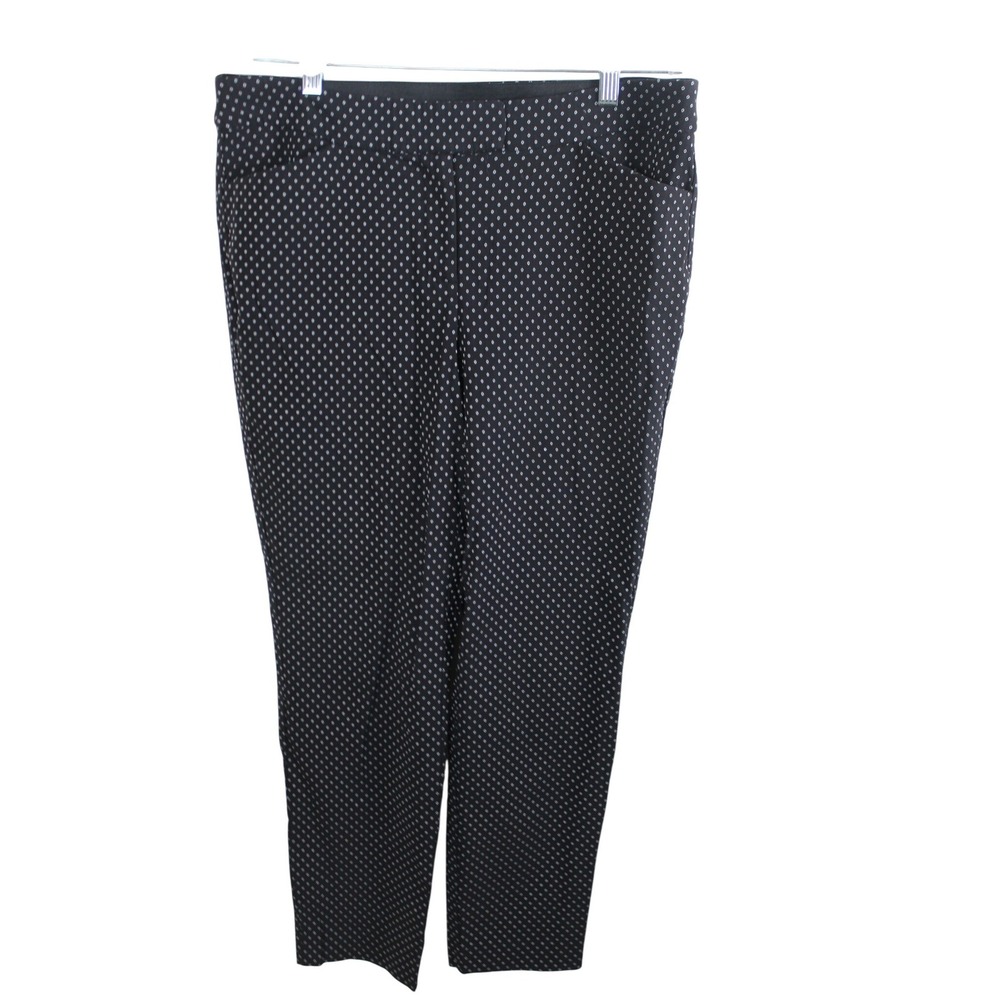 Lane Bryant Black Petite Dot Pull On‎ Stretch Pants Size 14